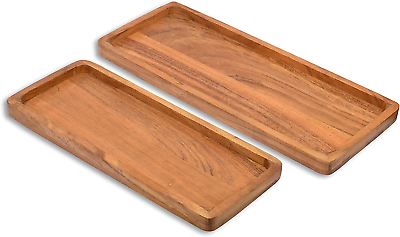 #ad Acacia Wood Rectangular Wooden Platters for Food Holder Bbq Party Buffet Gift fo $18.09