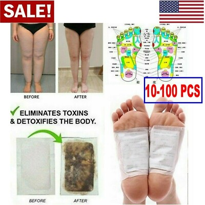 #ad 10 100 Foot Detox Pad Cleansing Patch Pain Relief Soothing Herbal Organic Unisex $19.48
