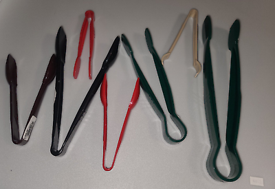 #ad Lot of 7 Serving Tongs Plastic Salad Tong Various Sizes and Colors Red Black Etc $10.99