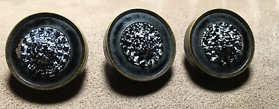 #ad Antique Drum Buttons Set Three Molded Speckled Glass in Swirls Design Shank $45.00