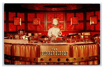 #ad #ad Postcard The Statler Hilton Hotel in Buffalo NY Copper Buffet in Lounge I8 $6.97