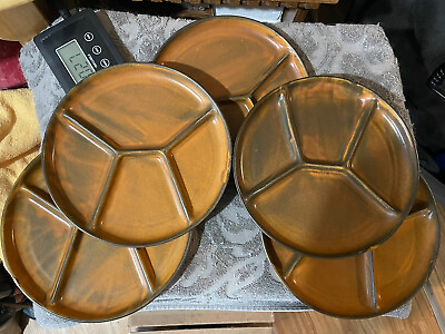 #ad VTG HeisterHolz Keramik Glazed Divided Appetizer Pottery Plates Set BBQ Kids $95.00