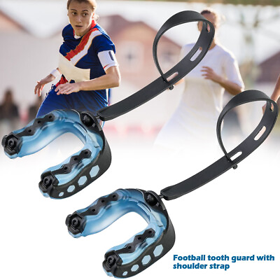 #ad 2pcs Strap Mouth Guard Football Sports Mouth Guard Tooth Protector Braces CV $9.19