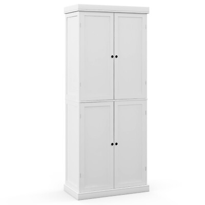 #ad 72.5” Kitchen Tall Buffet Pantry Cabinet Cupboard w 6 Tier Shelves and 4 Doors $218.97