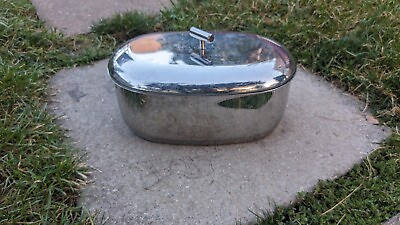 #ad #ad vintage silver metal boiler strem buffet warmer server 12x8in $69.99