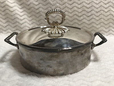 NEIMAN MARCUS Italy Silver plated Round Covered Dish Chafing Buffet Serving Bowl $59.99