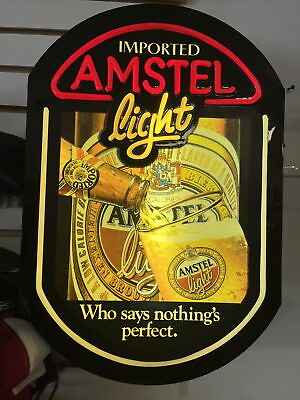 #ad Vintage Imported Amstel Light Beer Light Up Electric Bar Sign Works $49.99