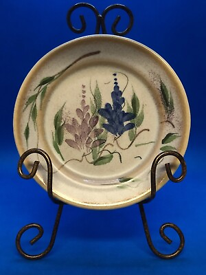 #ad Four 4 Vtg Emerson Creek Pottery Salad Plates Bedford VA “Wisteria” Pattern Rare $44.00
