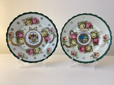 #ad #ad 2x Alexandra Crest ware China Plates Old English Roses Blackpool amp; Scarborough GBP 12.95
