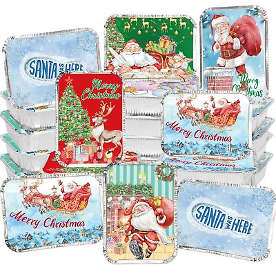 #ad Christmas Leftover Containers with Lids 36PCS Santa Christmas Aluminum Food C... $23.94