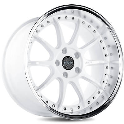 #ad ESR CS12 18x8.5 ET 30 5x112 HB 72.56 Gloss White with a Machined Lip Wheel Rim $289.75