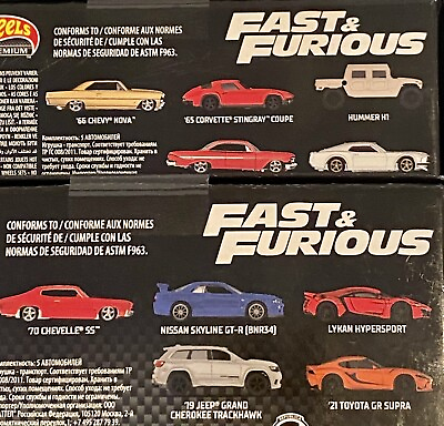 #ad 2 X 2023 Fast amp; Furious Hot Wheels Premium 5 Pack Box Sets Skyline GT R Chevy . AU $100.00