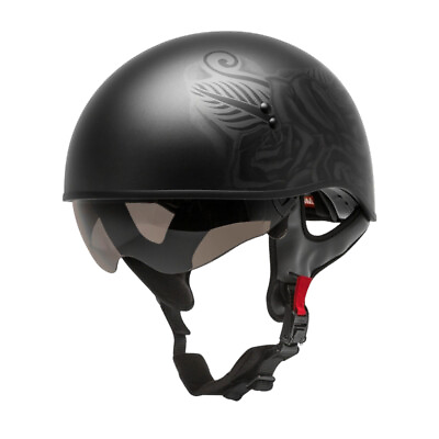 #ad Gmax HH 65 Matte Black Devotion Naked Motorcycle Half Helmet Adult Sizes MD amp; LG $44.99