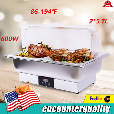 #ad Commercial 2 Well Buffet Food Warmer 5.7L For Restaurants Hotels W Half Cover $136.00
