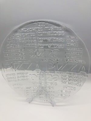 #ad #ad Unique Glass Pizza Serving Plate W Pizza Ingredients written on the Plate 12quot; $6.90