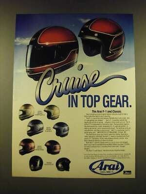 #ad #ad 1990 Arai F 1 and Classic Motorcycle Helmets Ad Cruise in top gear $19.99