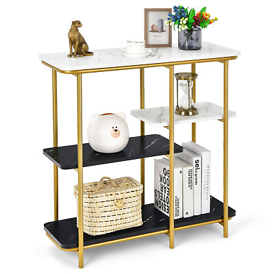 4 Tier Console Table Accent Buffet Storage Shelf Modern Steel Frame for Entrance $104.98