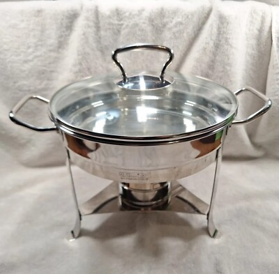#ad Gourmet Standard 3 Quart Stainless Steel Chafing Dish with Glass Lid Used $58.63
