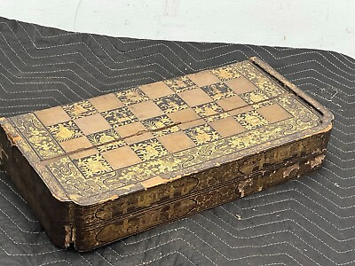 #ad antique chinese portable antique chinoiserie game board needs restoration 1800s $125.00