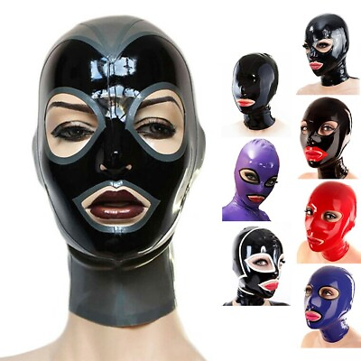 #ad #ad Latex Hood Open Eyes and Mouth for Catsuit Rubber Mask Costume Club Wear Cosplay $32.99