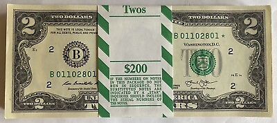 #ad #ad 1 ⭐️STAR NOTE⭐️ $2 LOW SERIAL # VERY RARE “B” NEW YORK 2013 Uncirc Consec Mint $15.99