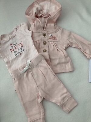 #ad #ad Preemie baby girl Carter#x27;s 3 pc “little Sweetie” Hoodiebodysuitpant Pale Rose $14.99