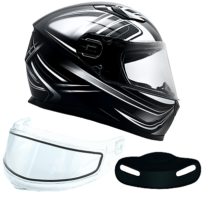 #ad Adult Snowmobile Helmet Gray Full Face Double Pane Shield Sledding Snow Machine $95.00