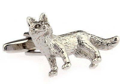 Fox Pair Cufflinks Silver Vulpes Artic Wedding Fancy Gift Box amp; Polishing Cloth $17.76