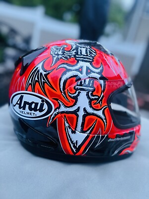 #ad Arai “Devils Cut” RX Q Full Face Helmet Medium One Of A Kind Vibrant Red $999.95