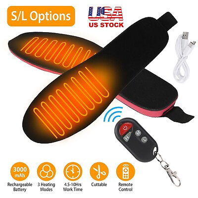 #ad 3000mAh Electric Heated Insoles Winter Foot Warmer Battery Heated Shoe Insole $39.80