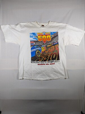 #ad #ad Nascar Food City 500 Bristol Motor Speedway T Shirt Mens 2XL White Vintage 2006 $17.99