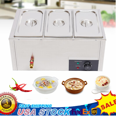 #ad Electric Food Warmer 3Pan Commercial Buffet Steam Table Stainless Steel 850W NEW $110.00