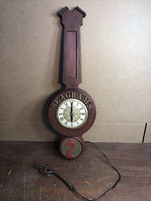 Vintage Seagram#x27;s 7 Electric Bar Clock Works 27” Tall $98.00