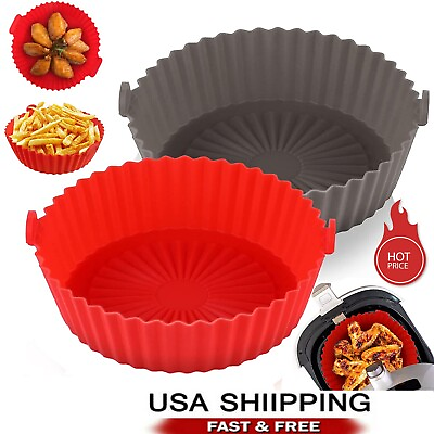 Air Fryer Silicone Pot Air Fryer Basket Liners Non Stick Safe Oven Baking Tray $9.19