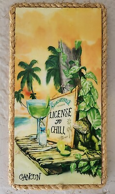 Jimmy Buffet Margaritaville Cancun Rope Frame 12in x 6in LICENSED TO CHILL sign $14.44