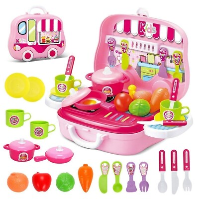 #ad #ad Kitchen Play Set portable Pretend Play Food Party Role Toy For Boys Girls $67.39