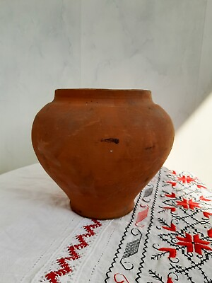 #ad Old Clay Pot Vintage Bowl Ukrainian Antique Pottery Rustic Primitive Pot $69.00