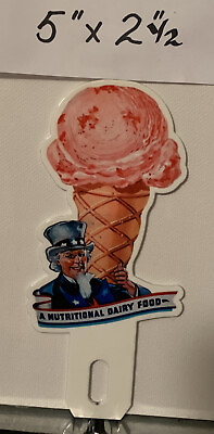 #ad UNCLE SAM National Dairy Food Metal Plate Topper Ice cream Diner Sales Gas Oil $34.99