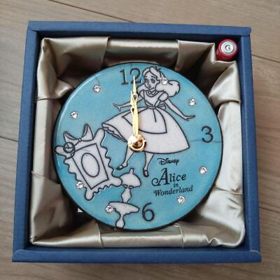 #ad Alice in Wonderland Blue pottery Clock Antonio Zaccarella 5.11x1.37quot; Rhythm Rare $267.00