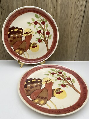#ad Pottery Barn Kids 2 Thanksgiving Plates We Give Thanks For All The Trees amp; Seeds $8.95
