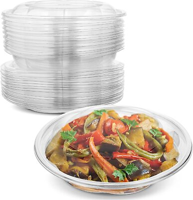 #ad MT Products PET Clear Plastic Salad Container with Lid 48 oz Round Pack of 15 $23.49