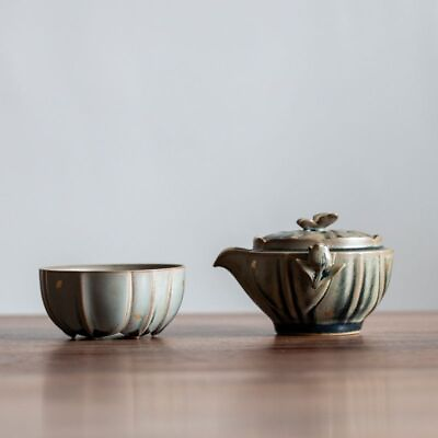 Chinese Portable Travel Tea Set Tea Pot Kung Fu Tea Set Embossed Ceramic $72.33