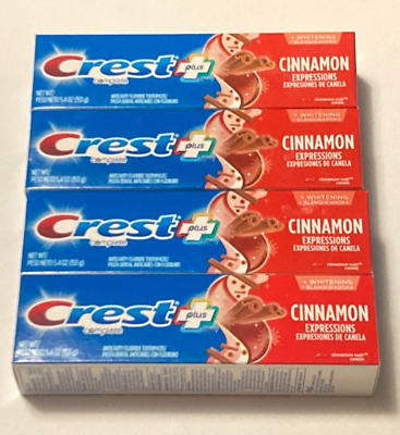#ad Lot 4 Crest Plus Complete CINNAMON Expressions Fluoride Toothpaste 5.4 oz $23.99