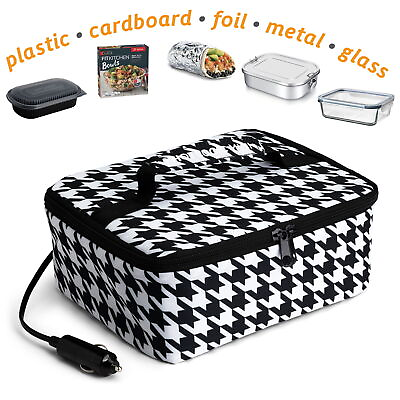 #ad Portable Personal Food Warming Tote Food Warmer Lunch Bag Houndstooth 12V Unisex $41.44