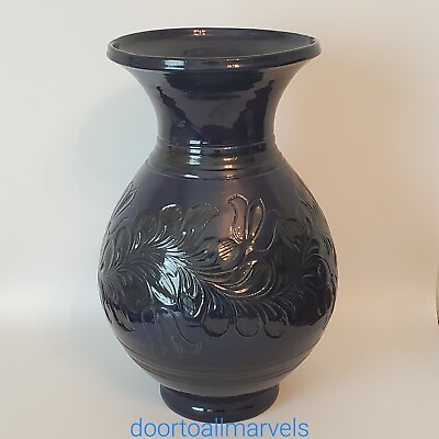 #ad VTG KOROND Hand Carved Ceramic Vase Signed Transylvania Pottery Rustic 10quot; $40.94