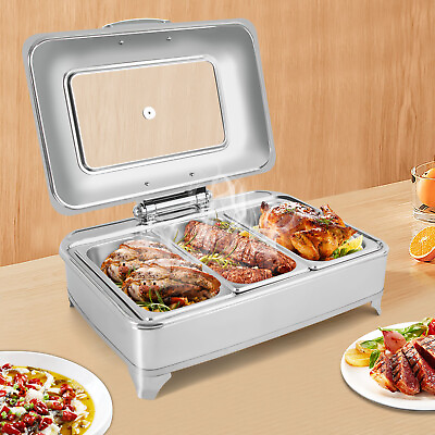 #ad 3 Tray Rectangular Buffet Server Warming Tray Food Warmer Adjustable Temperature $163.00