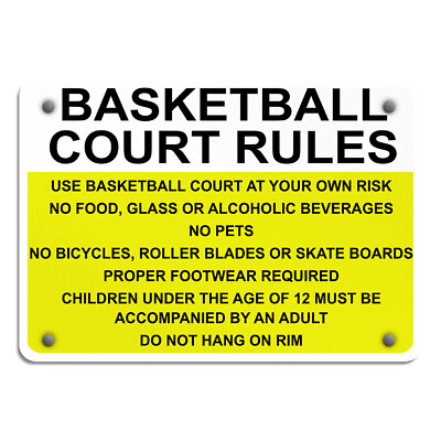 Horizontal Metal Sign Basketball Court Rules at Your Own Risk No Food Glass $61.99