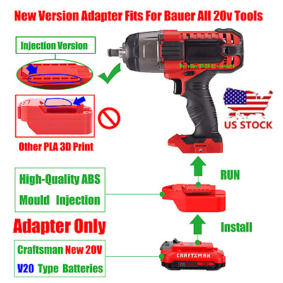 #ad 1x Adaptor Upgrade For Bauer 20v System Tools To Craftsman V20 New 20v Battery $17.09