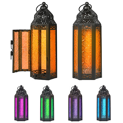 10quot; Table Hanging Candle Lantern Holders Moroccan Decorative Lantern Color Glass $11.95