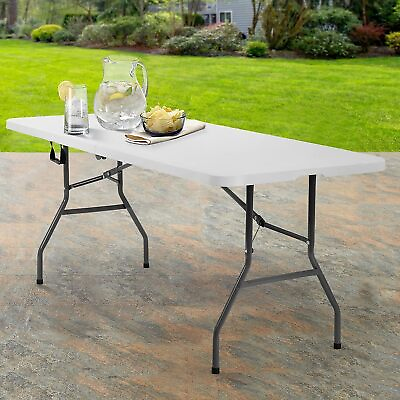 #ad 6 Ft Plastic Table Portable Table Heavy Duty Top Plastic Table w Carry Handle $58.78